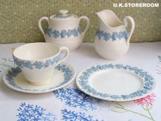 画像1: OB201 Wedgwood ウェッジウッド クィーンズウエア ティートリオB (1)