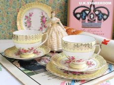 画像1: MB090 Imperial China  インペリアルチャイナ ローズパターン ティートリオ (1)
