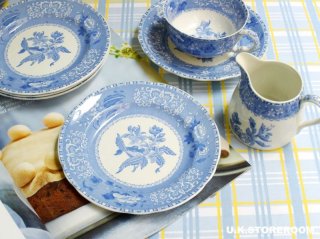 大量入荷  イギリス 大皿 ディナープレート(4枚) ブルーカミラ アンティーク☆スポード 食器