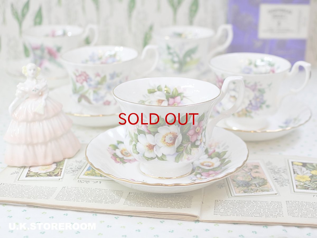 画像1: RA238 Royal Albert  ロイヤルアルバート サマータイム ウッドボーロ― ティーカップ＆ソーサー (1)