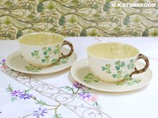 画像2: OB404 Belleek ベリーク  シャムロック ティーカップ＆ソーサー (2)