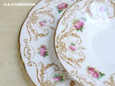 画像12: OB405 Royal Doulton  ロイヤルドルトン ローズパターン ティートリオ (12)