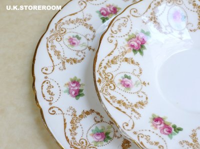 画像2: OB405 Royal Doulton  ロイヤルドルトン ローズパターン ティートリオ