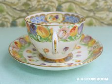 画像11: OB441 Royal Doulton  ロイヤルドルトン チューリップパターン ティートリオ (11)