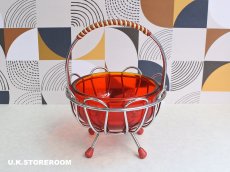 画像3: CO150 Red Glass Sugar Basket  赤ガラス シュガーバスケット (3)