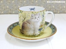 画像2: CH391 Dunbury Mint  Lesley Anne Ivory  レズリー・アン・アイボリー Lesley's Cats　コーヒーカップ＆ソーサー 〜イエロー〜 (2)