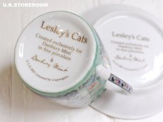 画像14: CH390 Dunbury Mint  Lesley Anne Ivory  レズリー・アン・アイボリー Lesley's Cats　コーヒーカップ＆ソーサー 〜グリーン〜 (14)