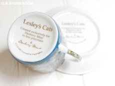 画像16: CH387 Dunbury Mint  Lesley Anne Ivory  レズリー・アン・アイボリー Lesley's Cats　コーヒーカップ＆ソーサー 〜ターコイズブルー〜 (16)