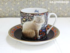 画像2: CH389 Dunbury Mint  Lesley Anne Ivory  レズリー・アン・アイボリー Lesley's Cats　コーヒーカップ＆ソーサー 〜ブラック〜 (2)