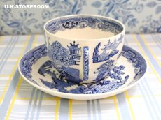 画像6: OB473 Wedgwood ウェッジウッド ウィローパターン モーニングカップ＆ソーサー (6)
