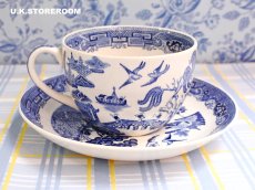 画像5: OB473 Wedgwood ウェッジウッド ウィローパターン モーニングカップ＆ソーサー (5)