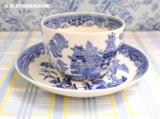 画像4: OB473 Wedgwood ウェッジウッド ウィローパターン モーニングカップ＆ソーサー (4)