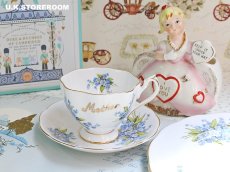 画像1: MB309  Queen Anne   クィーンアン  忘れな草 ティーカップ＆ソーサー (1)