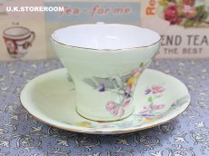 画像5: OB477  Aynsley  エインズレイ グリーン ティーカップ＆ソーサー (5)