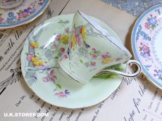 画像2: OB477  Aynsley  エインズレイ グリーン ティーカップ＆ソーサー (2)