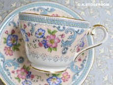 画像12: OB476 Aynsley エインズレイ ブルー＆ピンクフラワー  ティートリオ (12)