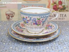 画像6: OB476 Aynsley エインズレイ ブルー＆ピンクフラワー  ティートリオ (6)