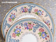 画像15: OB476 Aynsley エインズレイ ブルー＆ピンクフラワー  ティートリオ (15)