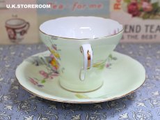 画像7: OB477  Aynsley  エインズレイ グリーン ティーカップ＆ソーサー (7)