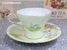 画像6: OB477  Aynsley  エインズレイ グリーン ティーカップ＆ソーサー (6)