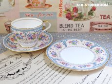 画像3: OB476 Aynsley エインズレイ ブルー＆ピンクフラワー  ティートリオ (3)