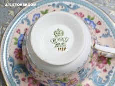 画像16: OB476 Aynsley エインズレイ ブルー＆ピンクフラワー  ティートリオ (16)