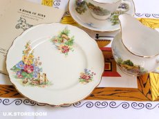 画像1: OB483 Washington Pottery  ワシントンポタリー カントリーシーン ケーキプレート (1)
