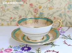 画像5: PA104 Paragon パラゴン  ローズパターン グリーン ティーカップ＆ソーサー (5)