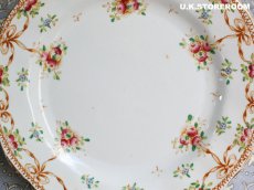 画像3: OB495 Queen's China G.W & Sons クィーンズチャイナ リボン ローズガーランド ケーキプレート (3)