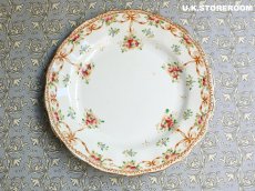 画像2: OB495 Queen's China G.W & Sons クィーンズチャイナ リボン ローズガーランド ケーキプレート (2)