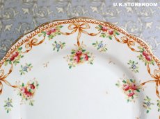 画像4: OB495 Queen's China G.W & Sons クィーンズチャイナ リボン ローズガーランド ケーキプレート (4)
