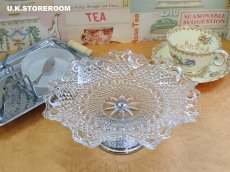 画像4: GS046 Sowerby Glass ソウビーガラス  ホブネイル＆ボタンパターン ケーキスタンド (4)