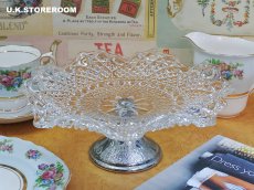 画像5: GS046 Sowerby Glass ソウビーガラス  ホブネイル＆ボタンパターン ケーキスタンド (5)