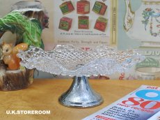 画像2: GS046 Sowerby Glass ソウビーガラス  ホブネイル＆ボタンパターン ケーキスタンド (2)